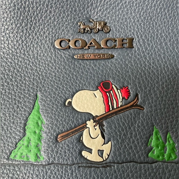 Coach X Peanuts Jaime Camera Bag with Snoopy Ski Motif, Blue Pebbled Leather - Picture 3 of 13